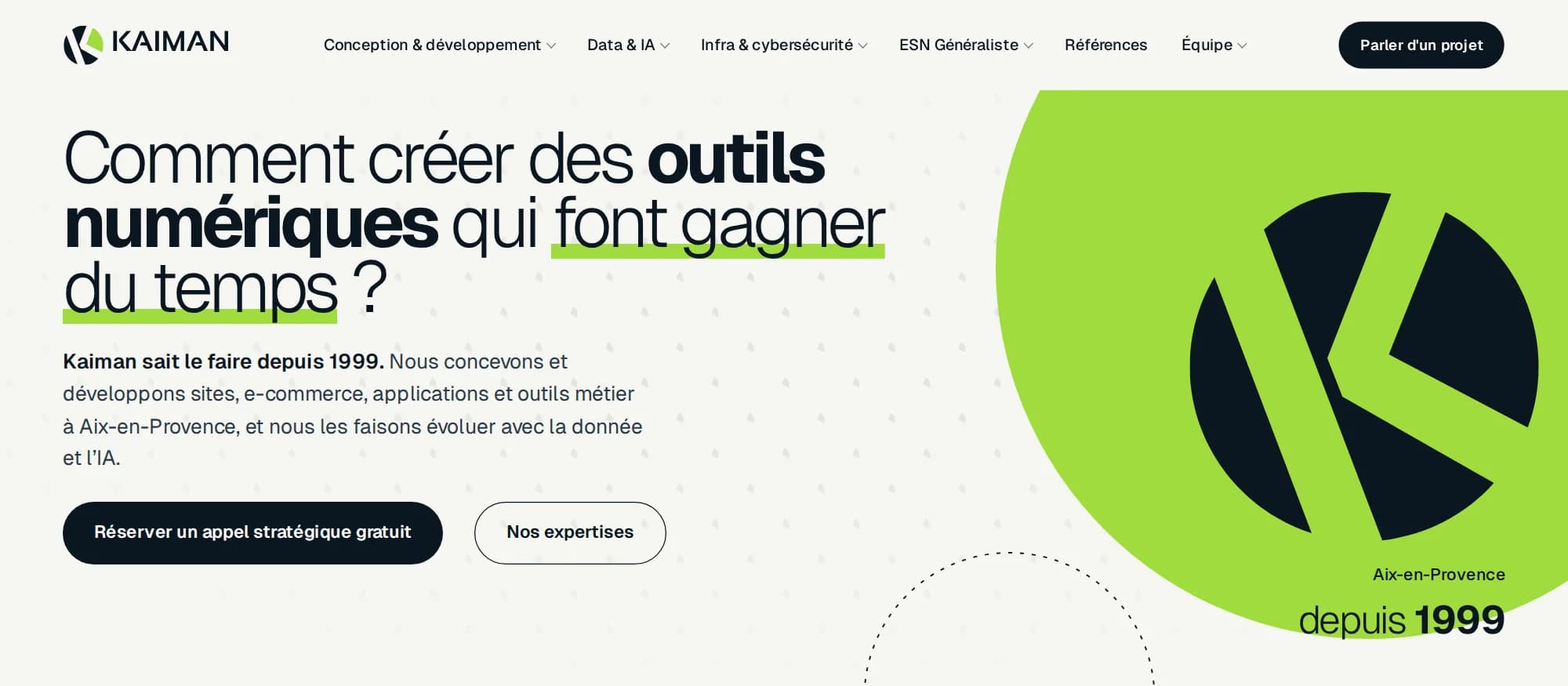 Capture d'écran du nouveau site de Kaiman
