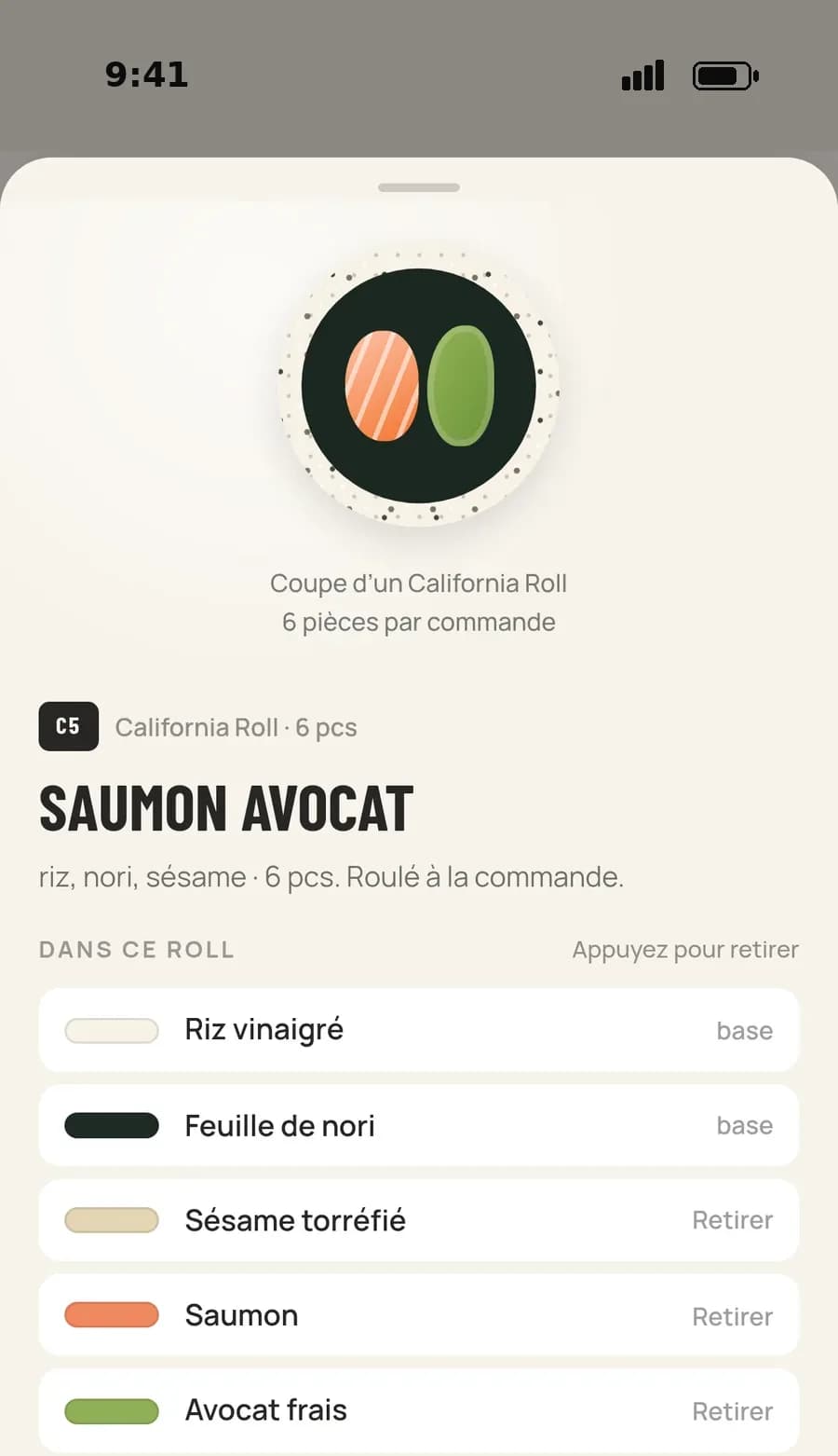 La même fiche produit sur téléphone, ouverte en feuille par le bas